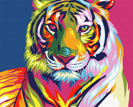 Komking Paint by Number for Kids & Adults Beginner, Paint by Numbers Kits on Canvas, Art Craft Painting Kits Gifts for Home Decor, Colorful Tiger Without Frame 16x20inch Komking