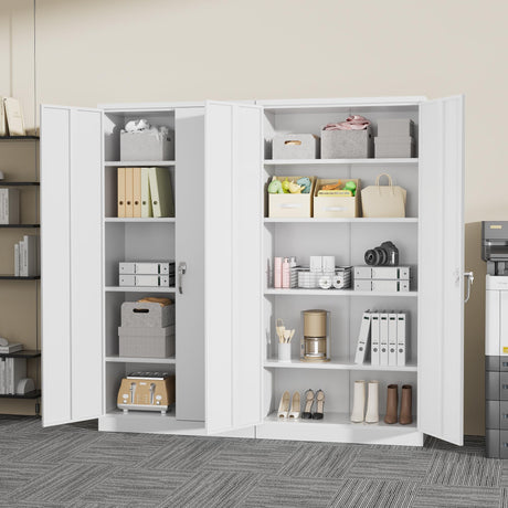 Greenvelly Metal Garage Storage Cabinet,72" H Steel Lockable Storage Cabinet with 2 Doors and 4 Adjustable Shelves,Tall Metal Cabinet Locking File Cabinet for Office,Home, Garage, Gym, School Greenvelly