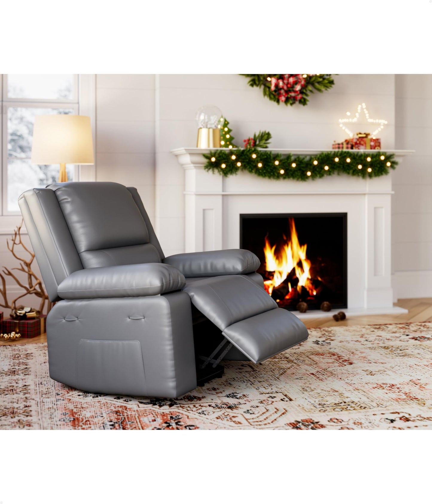 GarveeHome Power Lift Recliner Chair - Heat and Massage, Adjustable Back and Legs, Pu Leather Electric Lift Chair Designed for The Elderly and People with Mobility Impaired