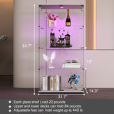 Yoluckea Glass Cabinet with LED Light, 4 Shelves Glass Display Cabinet w/2 Doors,Floor Standing Clear Glass Curio Cabinet Collection Display Cabinet for Living Room Bedroom 64.7” x 31.7” x 14.3” White Yoluckea