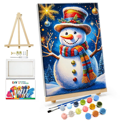 JOOZ Christmas Paint by Numbers Kit for Adults Framed Snowman Paint by Number with Easel Christmas Tree Paint by Number with Frame DIY Christmas Ball Oil Painting Kits for Home Wall Decor 8x12 Inch