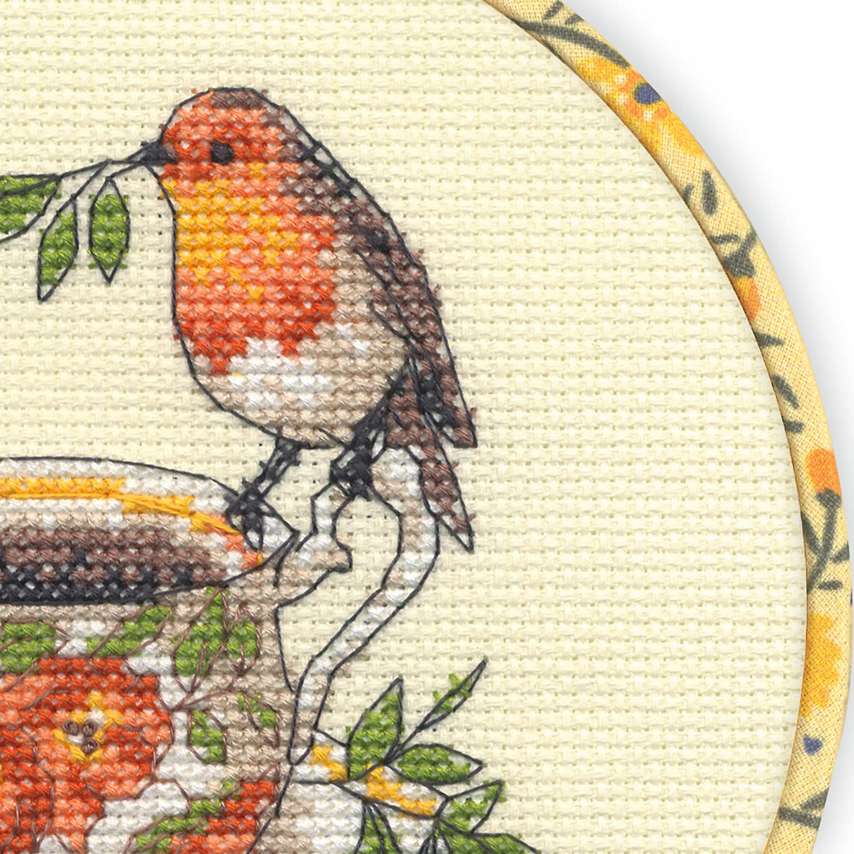 Dimensions Birdie Teacup Counted Cross Stitch Kit for Beginners, 6" Diameter, Multicolor 5 Piece Dimensions