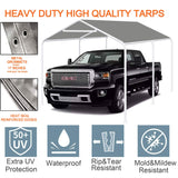 Thanaddo 10 x 20 Ft Carport Replacement Canopy Cover Garage Top Tent Shelter Tarp with Free 44 Ball Bungee Cords,Grey(Only Cover, Frame Not Include) Thanaddo