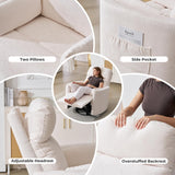 Rhevoy Oversized Swivel Recliner Chair with Massage and Heat, Rocking Chair Nursery with Adjustable Headrest, Rocking Chair Nursery Glider Chairs with 2 Pillows, Glider Rocker Recliner, White Rhevoy