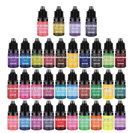 EINCORN 34 Color Liquid Dye Set for Candle Making Candle Dyes Set Liquid Colorant Pigment Set for Colorful Candle Making EINCORN