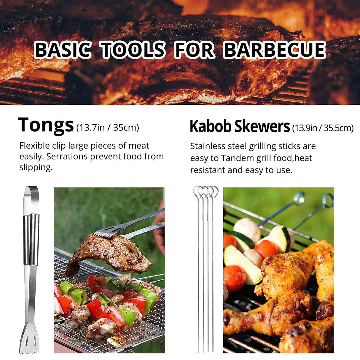 BBQ Utensil Set Stainless Steel Professional Barbecue Accessories Grill Tool with Bag Easy to Carry penobon