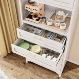 CXUZCZ Kitchen Storage Cabinet,Tall Metal Pantry Storage Cabinet with Door Drawers and Adjustable Shelves,Freestanding Cupboard for Kitchen Dining Room Bedroom Home Office and Bathroom (White 75 ") CXUZCZ