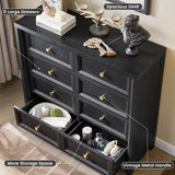 Standifurno Farmhouse Dresser for Bedroom, 41" Tall Black Dresser with 8 Drawers, Soide Rustic Wood Vintage Dressers Chest of Drawers for Bedroom, Living Room, Hallway Standifurno