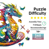 Jigfoxy Wooden Puzzles for Adults, Dragon Wood Puzzles Adult, Unique Animal Shape Wooden Jigsaw Puzzles, Birthday Gifts for Puzzles Lovers (XL-21.7 * 18.6in-560pcs) Jigfoxy