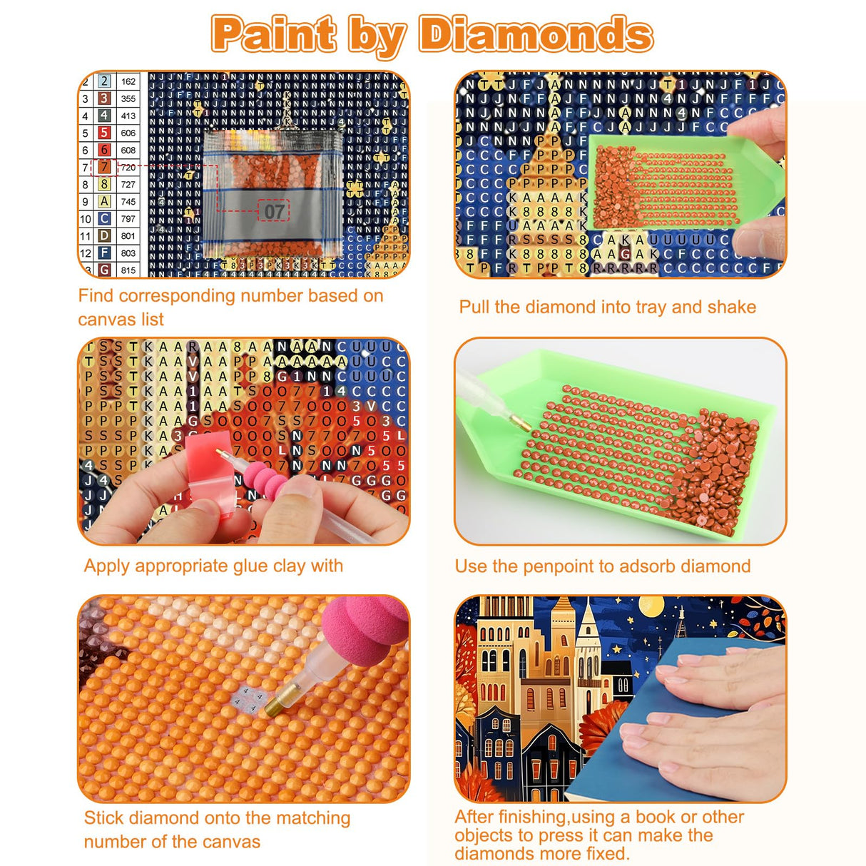 CEOVR European Town Diamond Art Kits for Adults, Abstract House Diamond Painting Dots DIY DIY Gem Art, Adult Crafts Kits Wall Decor for Home Office 12x16in CEOVR