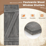 Giantex Set of 2 Shutters for Windows, Farmhouse Wall Decor, Paulownia Wood, Wall Mounted Hardware Included, Rustic Window Shutters for Outside Inside (Rustic Gray, 36'' x 13'') Giantex