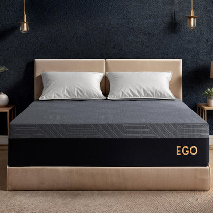 EGOHOME 10 Inch Full Mattress, Copper Gel Cooling Memory Foam Mattress for Back Pain Relief,Therapeutic Double Mattress Bed in a Box, Made in USA, CertiPUR-US Certified, 54x75x10 Black