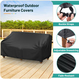 Mrrihand Patio Furniture Covers, 4 Piece Outdoor Furniture Cover Waterproof includ Ourdoor Sofa Cover, 2 Chair Covers, Coffee Table Cover with Windproof Buckle Strap and Adjustable Drawstring Mrrihand