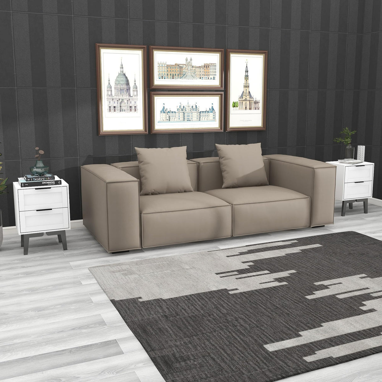 TaoHFE Modern White Nightstand Set 2 with Drawer Mid Century 22 Inch Bed Side Table Bedroom White Night Stand Set of 2 Bedside Table Set 2 White 2 Drawer Nightstand Table for Bed Room(2, White) TaoHFE