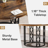 Tribesigns 47" Round Conference Table, Round Business Meeting Table with Metal Base, Small Seminar Table Reception Negotiation for Office Meeting Conference Room Tribesigns