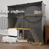 GUQASDV Black Cat Cage, Catio Indoor Cat Enclosure, Enclosed Cat Playpen, Cat Crate with Enclosed Litter Box for Ferret, Chinchilla, Rabbit, Small Animals(111x39x111cm) GUQASDV