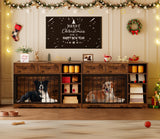 IDEALHOUSE 47” Large Dog Crate, Dog Kennel Indoor with 2 Drawers and 4 Shelves, Dog Crate Furniture TV Stand, Wooden Dog Cage for Medium Large Dogs, Brown IDEALHOUSE