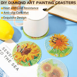 UPINS 8Pcs Sunflower Diamond Art Painting Coasters for Drinks DIY Coaster Diamond Art Kits for Adults Diamond Art Craft Supplies (Sunflower) UPINS