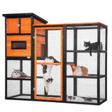 Petsfit Outdoor Catio 4 Tries, 2 Resting Room, 4 Platforms and Waterproof Roof, Catio Outdoor Cat Enclosure Petsfit