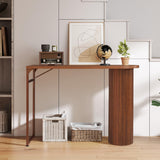 55" Long Bar Table, Fluted Wood Counter Height Pub Table, High Top Kitchen Breakfast Bar Tables with Sturdy Metal Frame, Modern Bar Height Dining Table for Bistro, Dining Room, Living Room YZRSTY