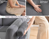 Jocisland Modular Sectional Sofa, 44" Deep Seat Modular Sofa, Oversized 6-Seater Sectional Couch for Plus-Size & Big Families, Grey Corduroy Living Room Couch, Easy Assembly Jocisland