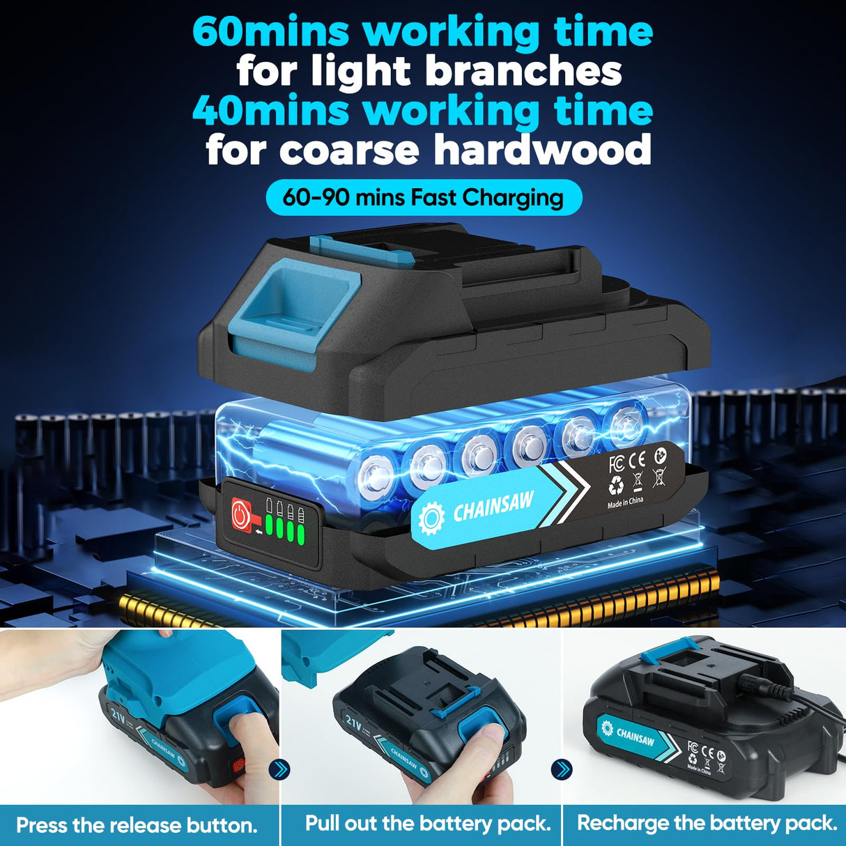 6 Inch Mini Chainsaw Cordless, Portable Electric Chain Saw, for Wood Cutting, Tree Trimming, Courtyard, Household, and Garden, Father's Day Gift for Men Dad Husband HOPTO