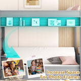 Full Over Full/Futon Bunk Bed with Storage Movable Stairs, Wood Bunkbed Full Size with 3 Drawers Convertible Couch Bed, Multi-functional Full Bed Frame for Kids Teens, No Box Spring Needed (Gray) CAPCAEK