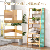 Giantex 4-Tier Bookshelf, 47.5" Bamboo Open Bookcase Book Shelf with Storage, Freestanding Display Shelving Unit Plant Stand, Ladder Shelf for Small Space, Bedroom, Living Room, Home Office, Natural Giantex