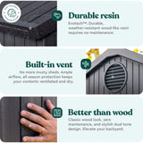 Keter Darwin 6x8 Ft Resin Storage Shed, Graphite Gray – Double Doors with Window & Skylight Keter