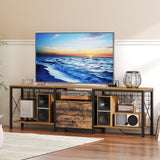 YATINEY TV Stand with Power Outlet Up to 75 Inch, Entertainment Center with 2 Fabric Drawers, TV Console Table with Open Storage Shelves for TVs, Cable Management, for Living Room, Bedroom, DS18UBRY1 YATINEY