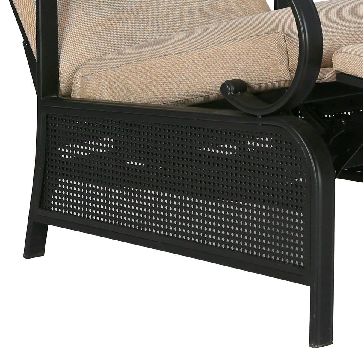 Ulax Furniture Patio Recliner Chair Automatic Adjustable Back Outdoor Lounge Recliner Chair with 100% Olefin Cushion (Beige) Ulax furniture