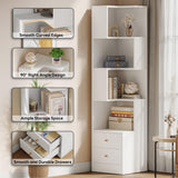 IRONCK Corner Bookshelf, 70.87" Tall Corner Bookcase with Drawers, Corner Shelf Storage Display Rack for Living Room Home Office, White IRONCK