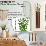 Fttoyoly 3 Pack Wood Wall Planter with Artificial Eucalyptus, Modern Wall Decor for Living Room Bedroom Bathroom Entryway, Farmhouse Boho Wall Vases for Dried Flowers and Faux Plants Fttoyoly