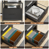 SEDETA Computer Desk with 5 Drawer, Power Outlet & Led Lights, 66'' Home Office Desk with File Drawer, Storage, Monitor Shelf, Gaming Desk, Black SEDETA