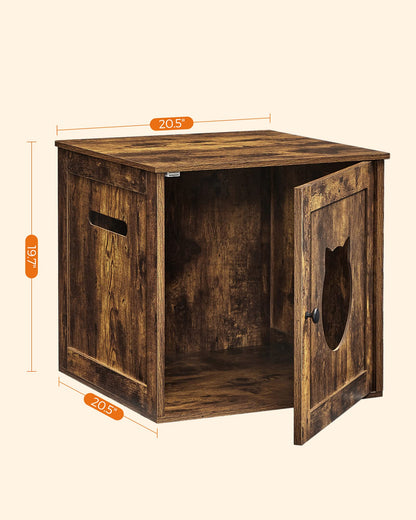 FEANDREA Cat Litter Box Furniture, Hidden Litter Box Enclosure Cabinet with Single Door, Indoor Cat House, End Table, Nightstand, Rustic Brown UPCL004X01 - WoodArtSupply