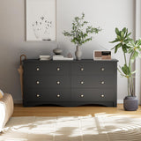 Flamaker 6 Drawer Dresser Chests for Bedroom, Storage Dressers Organizer with Anti-Tilt Devices, Modern Wide Wood Chest of Drawers for Living Room Hallway Entryway (Black) Flamaker