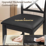 Cozyman 26" Wood Bar Stools Set of 2, Counter Height Bar Stools with Classical X-Shaped Back, Solid Barstools with Rubber Wood Frames and Faux Leather Seat, Black Cozyman