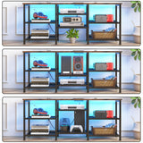 YGEOMER TV Stand for 55 inch TVs, Entertainment Center with Movable Shelf Panels, Power Outlet and LED Lights Open Storage Shelves, TV Media Console Table for Living Room and Bedroom, Rustic Brown YGEOMER