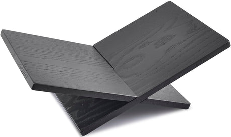 Honygebia Solid Wood Book Stands - Cross Frame Black Oak Wooden Book Holder, Open Bookstand for Display and Reading, Suitable for Art, Bible, Cookbook, Easel, Magazine, Textbooks Honygebia