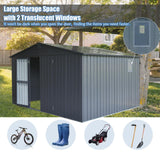 Okak 11 X 12.5 Ft Metal Outdoor Storage Shed with Lockable Doors Galvanized Metal Garden Shed with Windows Garden Shed Tool Storage Sheds House for Backyard Garden,Patio,Dark Grey Okak