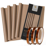 Oranllow 4 Pack PTFE Teflon Sheets for Heat Press, 16x12 Non-Stick Transfer Sheet Heat Press with 3 Rolls Transfer Tape Set for Sublimation Heat Resistant (16x12" Teflon Sheet 4P & 10mm Heat Tape Oranllow