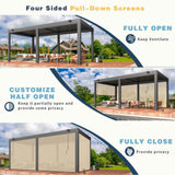 YOLENY 10x20ft Louvered Pergola, Outdoor Pergola with Adjustable Rainproof Roof, Aluminum Gazebo with 6 Panels Pull-Down Screen for Patio, Lawn, Garden, Backyard, Deck, Dark Gray YOLENY