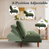 Homall Futon Sofa Bed, Modern Loveseat Futon Couch with Adjustable Backrest and Armrests, Sleeper Sofa Bed with Wood Frame for Living Room, Office, Apartment (Corduroy, Green) Homall
