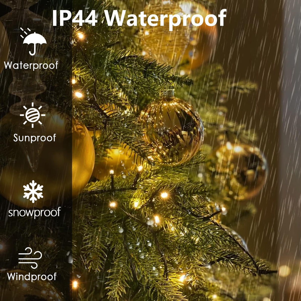 Christmas Tree Lights Indoor Outdoor, 280 LED Christmas String Lights 6.6FT x 8 Lines with 8 Modes & Timer, Waterproof Twinkle Lights Plug in for 6FT- 8FT Xmas Tree Christmas Decoration (Warm White) EXF