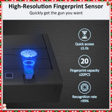 [ 20% Larger capacity ] Biometric Gun Safe for Handgun,Fingerprint Pistol Safe Box for Guns nightstand hidden gun storage for bedside Home Quick-Access large Ammunition Security Lock Box,Black XPEDITION
