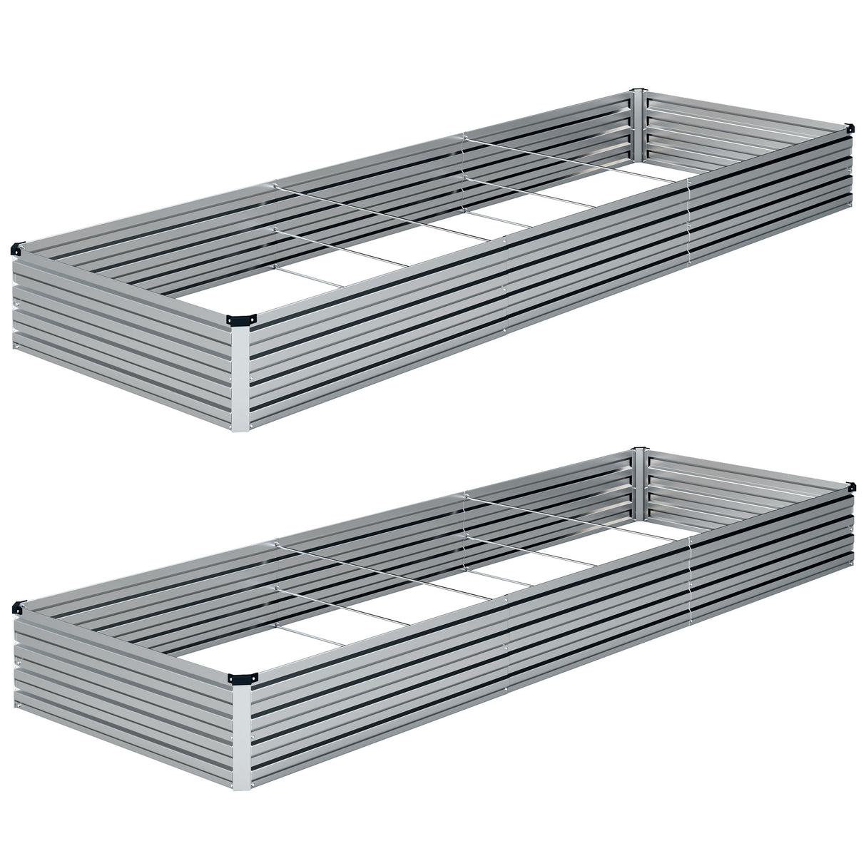 ZUNUDA Galvanized Raised Garden Bed,2 Pcs 10×3×1FT Metal Planting Box for Outdoor Vegetable, Fruit,Planter Gardening (Silver) ZUNUDA