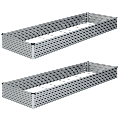 ZUNUDA Galvanized Raised Garden Bed,2 Pcs 10×3×1FT Metal Planting Box for Outdoor Vegetable, Fruit,Planter Gardening (Silver) ZUNUDA