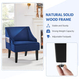 Yaheetech Mid-Century Accent Chair, Velvet Club Chair with Pocket, Wood Frame Comfy Barrel Chair for Living Room/Waiting Room/Bedroom, Blue Yaheetech