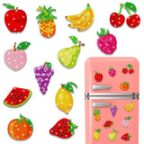 Copkim 12 Pcs Diamond Art Painting Magnets, Fruit Fridge Magnetic Diamond Art Painting Kits Fridge Sticker Magnet for Craft Photos Notes Home Office Decorations Copkim