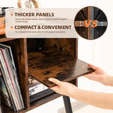 UODERS Record Player Table, Mid-Century Record Player Stand with Vinyl Storage Hold Up to 150+ Albums, Vinyl Record Cabinet with Adjustable Shelves, Wood Turntable Stand for Music Living Room (Brown) UODERS